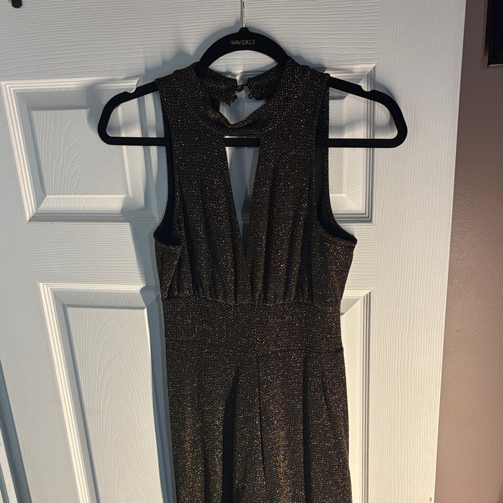 Glittering Black Backless Jumpsuit